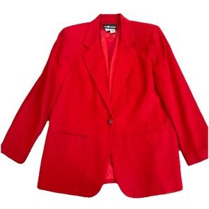 Vtg Blazer 100% Wool Jacket 90s 80s Large‎ Red Equestrian Preppy Office 10 Large